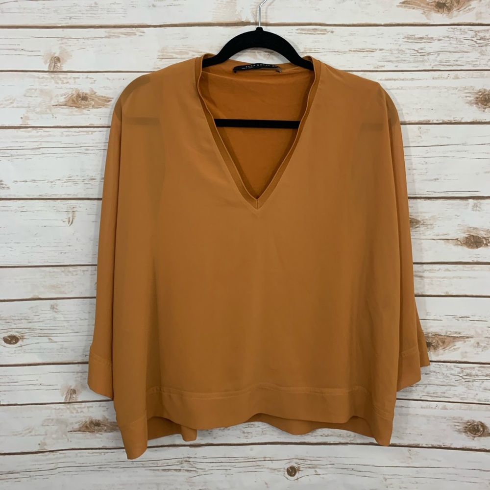 Zara Woman Semi-sheer 3/4 Sleeve Career Blouse